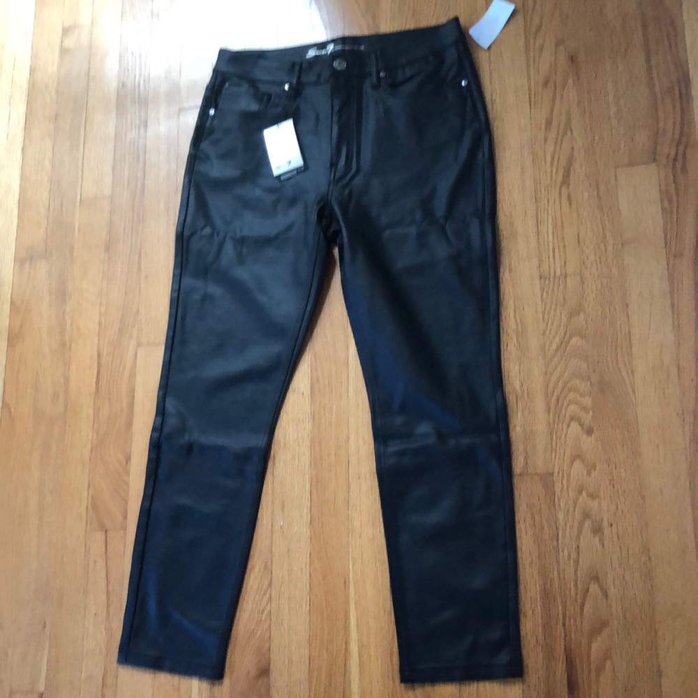 NWT Seven 7 Premium Brand Leather Look Jeans Caviar Size 14